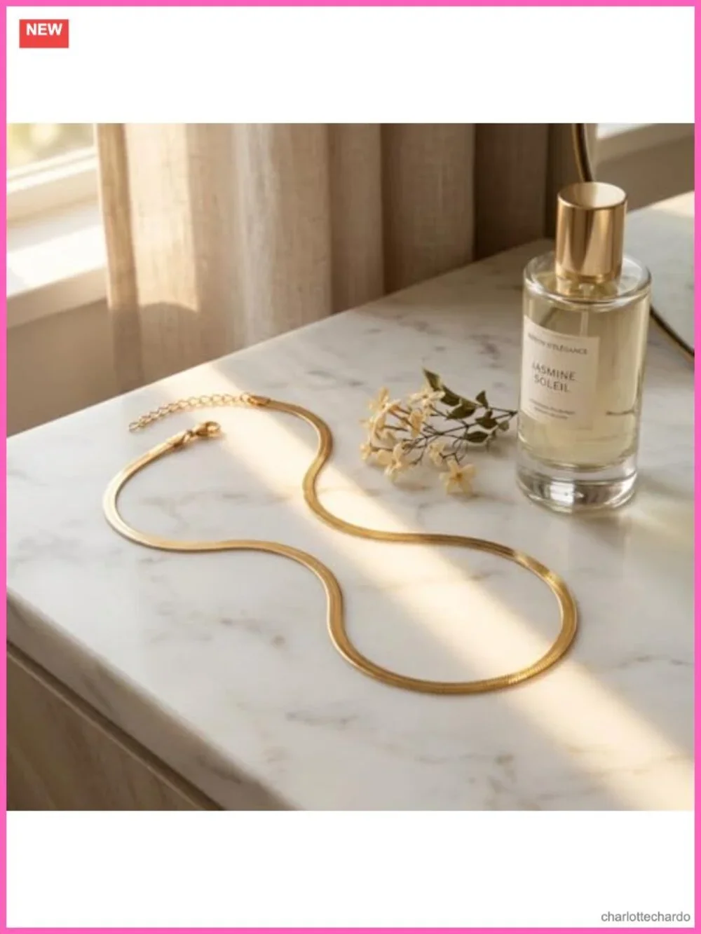 Gold Plated Herringbone Necklace 2.5mm Adjustable Layering Chain